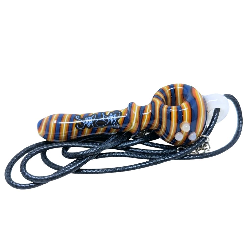 Pipe - Everyday Necklace - Striped - 3" - Orange Blue