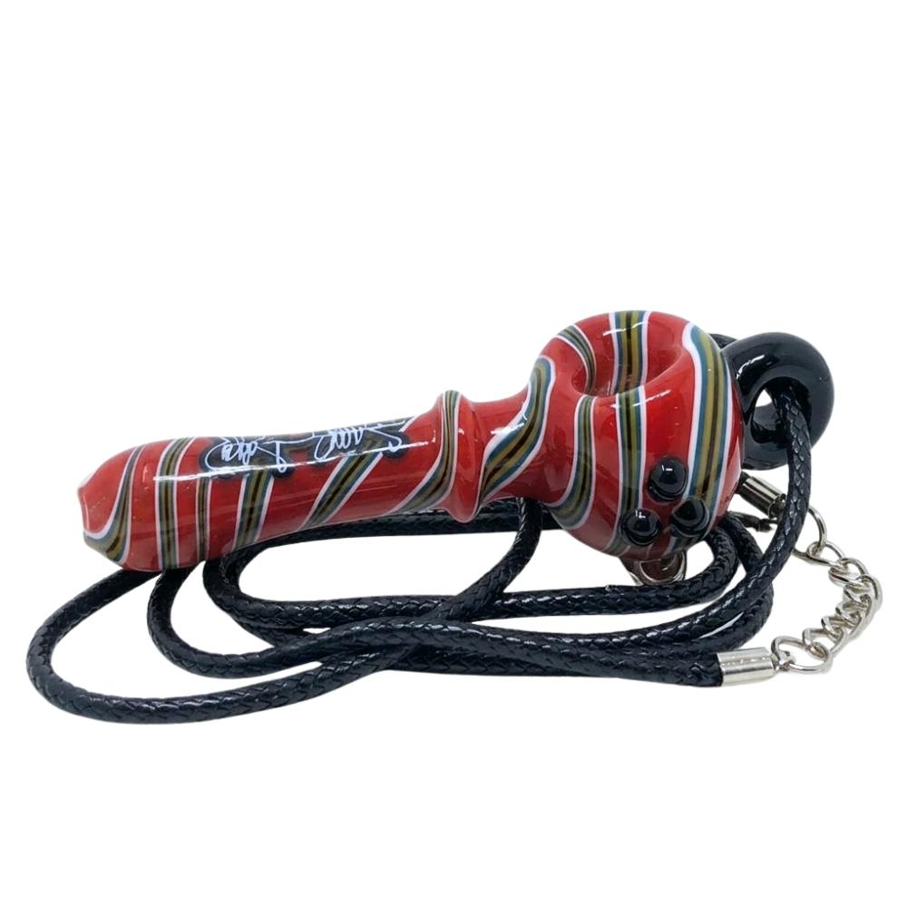 Pipe - Everyday Necklace - Striped - 3" - Green Red