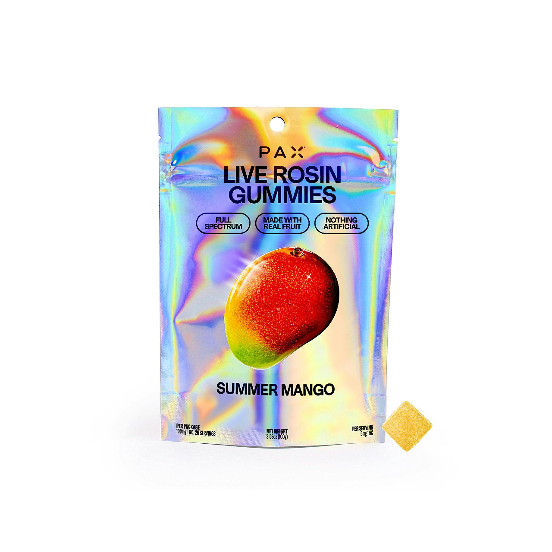 PAX- Summer Mango Live Rosin Gummies 100mg (I)