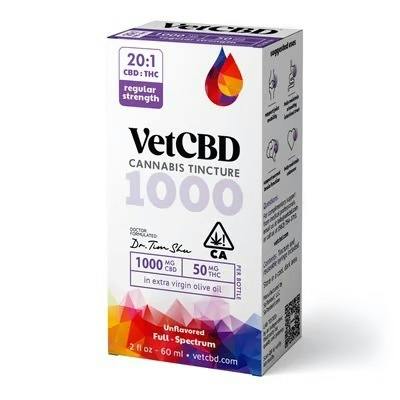 VetCBD- 20:1 Regular Strength 1000mg CBD, 50mg THC, 2oz Cannabis Tincture (CBD)