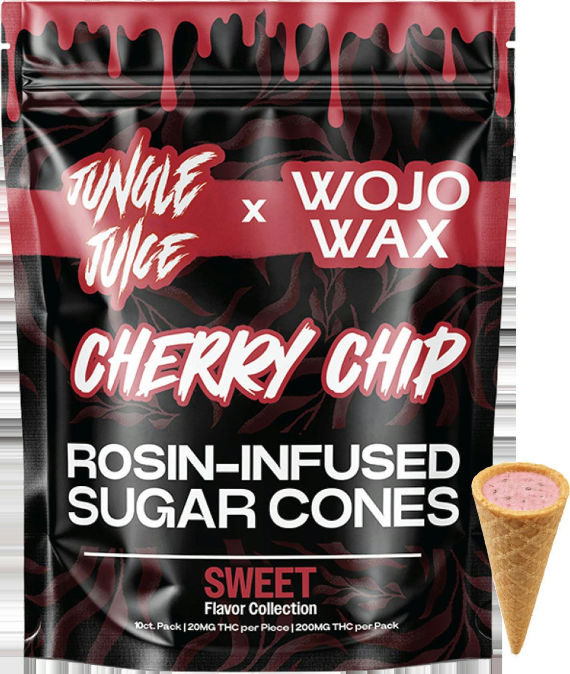 Jungle Juice x Wojo 200mg Rosin Sugar Cones Cherry Chip