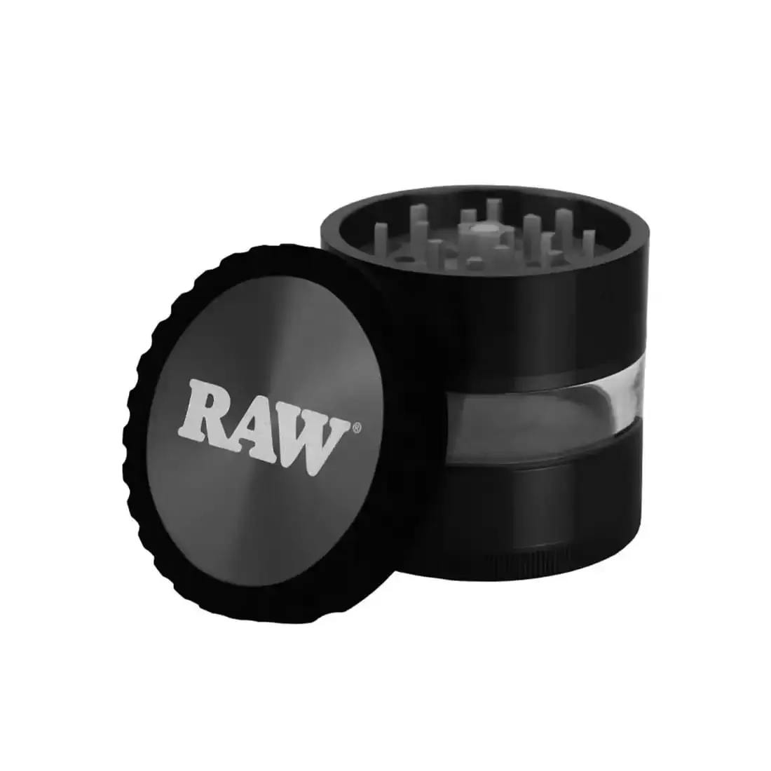 RAW 4-Piece Clear View Grinder BLACK