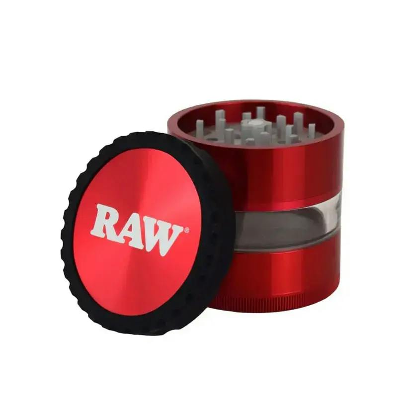 RAW 4-Piece Clear View Grinder RED
