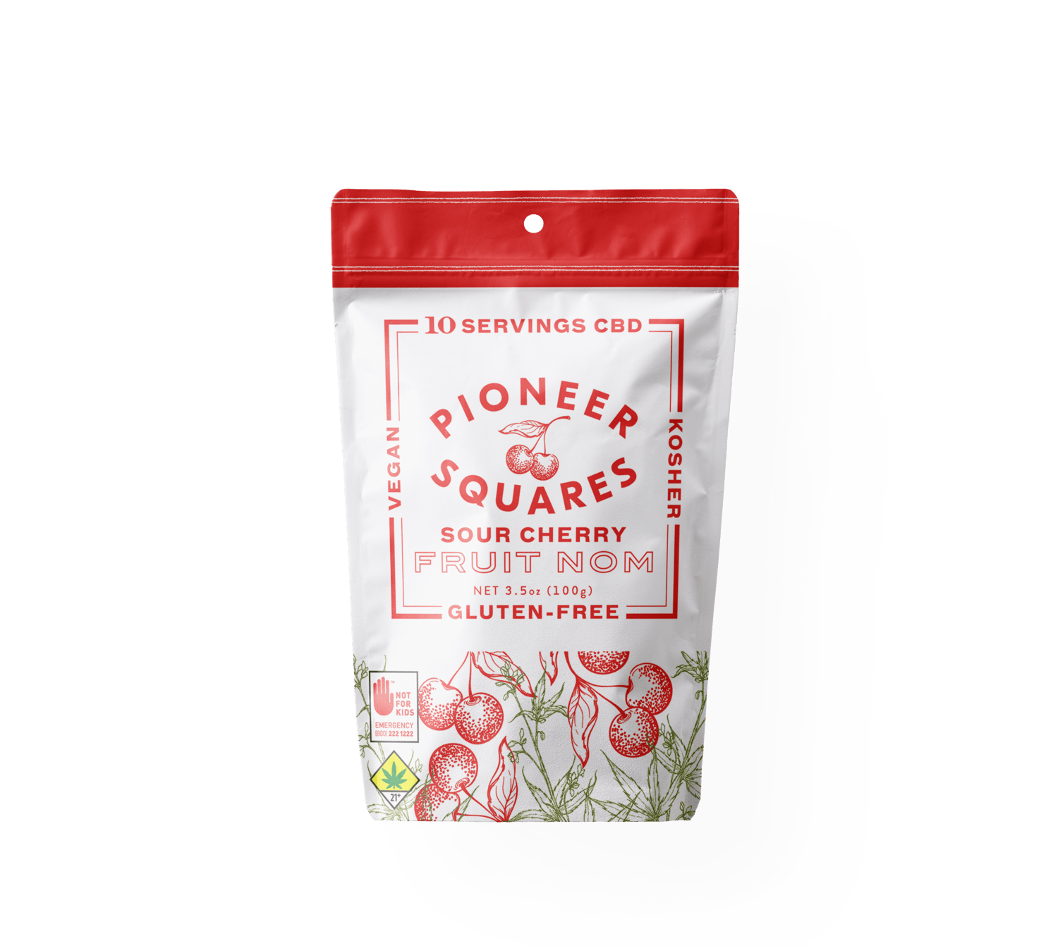 Sour Cherry 1:1 CBD:THC Gummies | 100mg | 10ct | 10mg/ea
