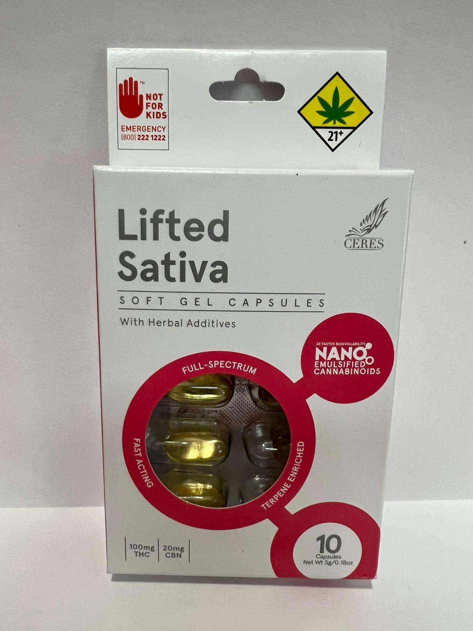Ceres Sativa Lifted Capsules 10pk 100mg by Ceres Garden