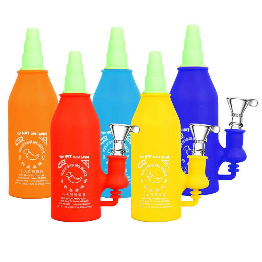 Asian Hot Sauce Silicone Water Pipe- 6.5"/14mm F