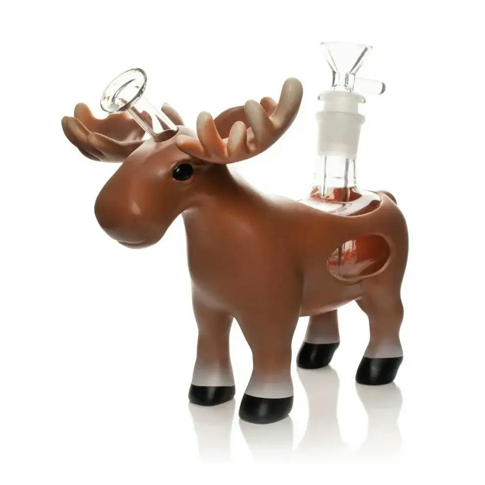Lit Silicone, 7" Moose Water Pipe, Brown