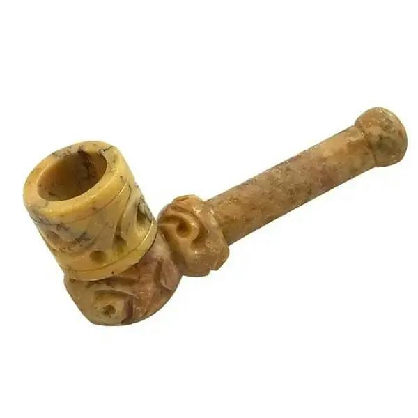 Small Carved Marble Stone Pipe, 3"
