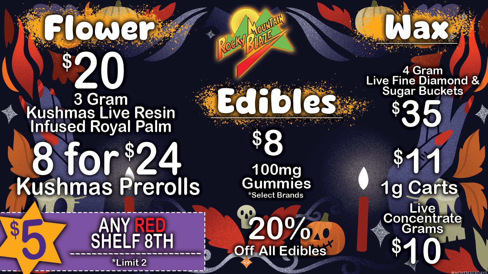 11 Carts,8for24 PreRolls &more at Rocky Mountain Blaze Recreational Weedmaps