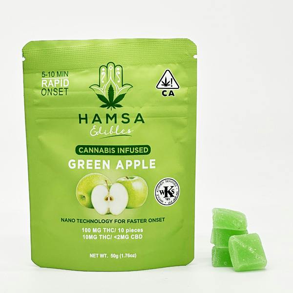 Hamsa 100mg THC Certified Kosher Nano Gummies - Green Apple