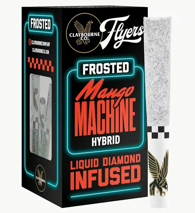 Claybourne Co. | Mango Machine Frosted Flyer | Infused Pre Roll Pack | 5 X