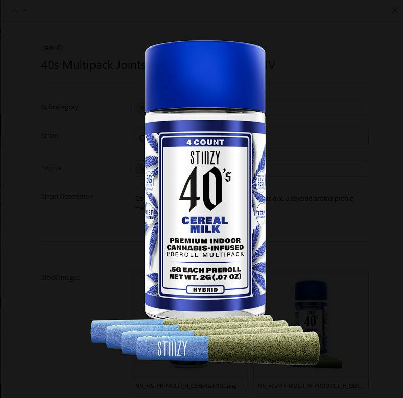STIIIZY 40's Cereal Milk (H) Infused Pre-Roll Multipack 0.5g 4pk