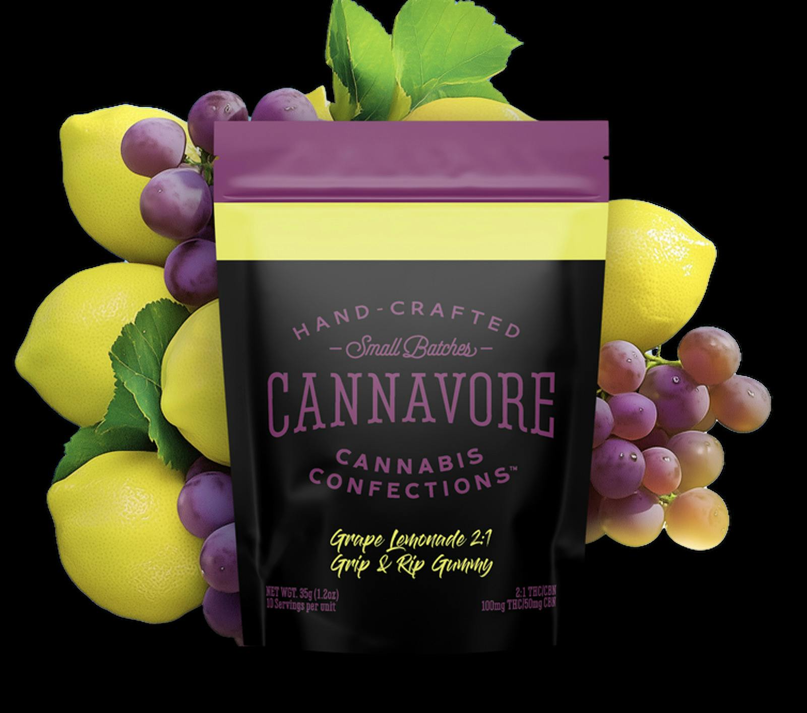 Cannavore Grape Lemonade 2:1 THC:CBN Scored Single Gummies 100mg 1pk