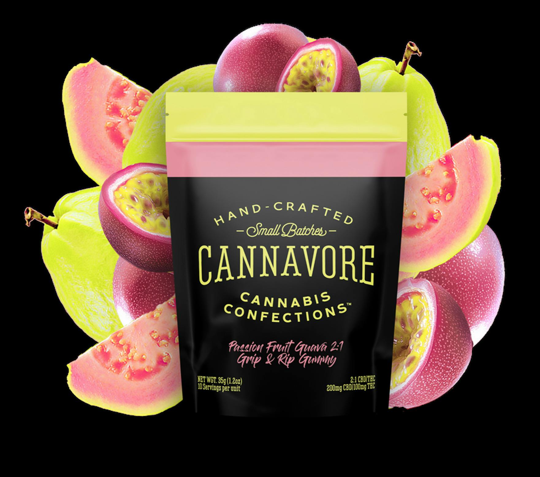 Cannavore Passionfruit Guava 2:1 CBD:THC Scored Single Gummies 100mg 1pk