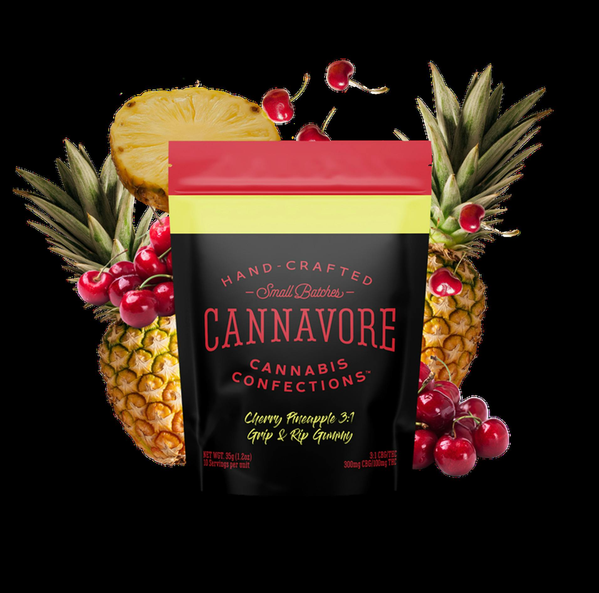 Cannavore Cherry Pineapple 3:1 CBG: THC Scored Single Gummies 100mg 1pk