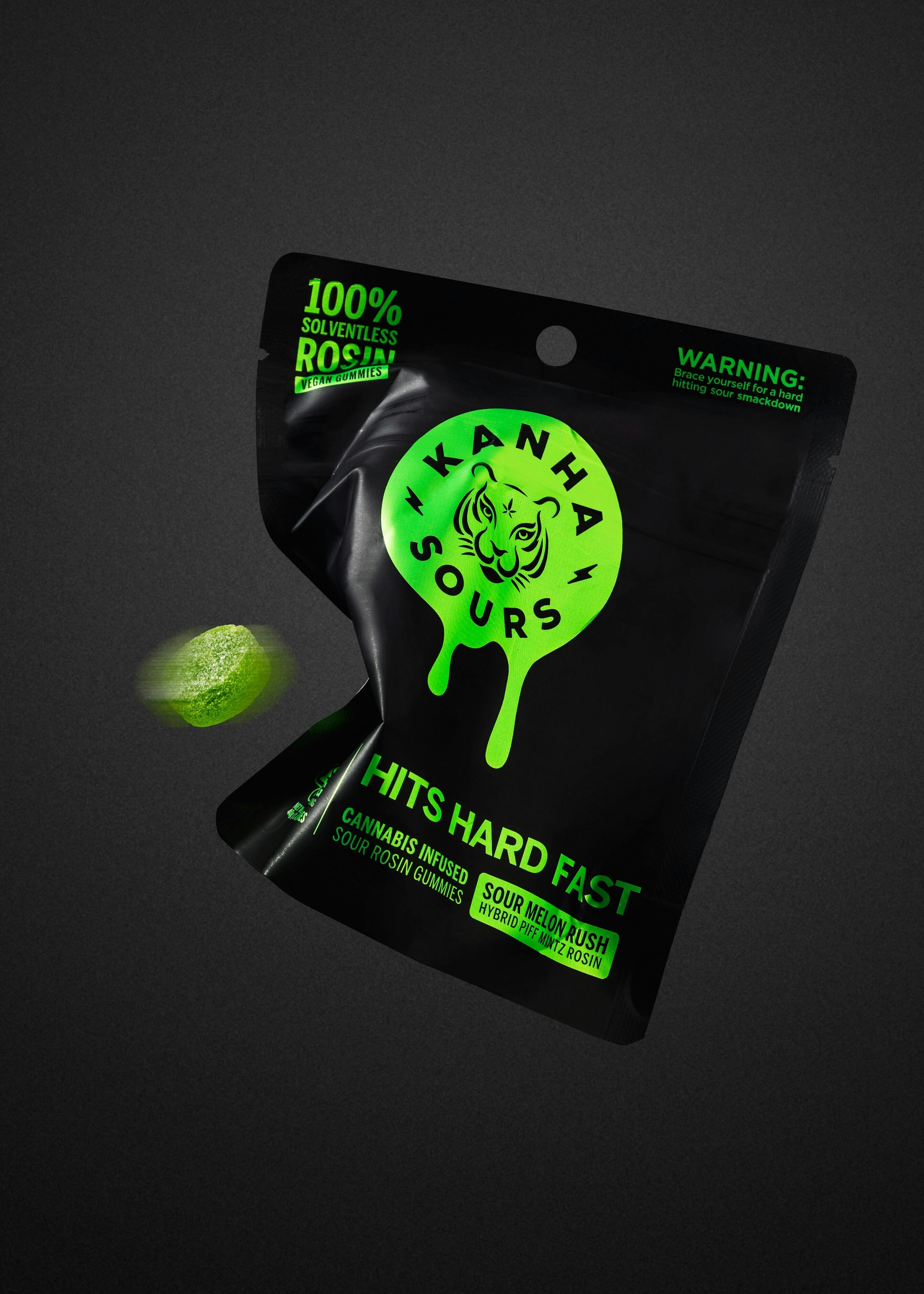 Kanha Sour Melon Rush (H) Vegan Solventless Rosin Gummies 10mg 10pk