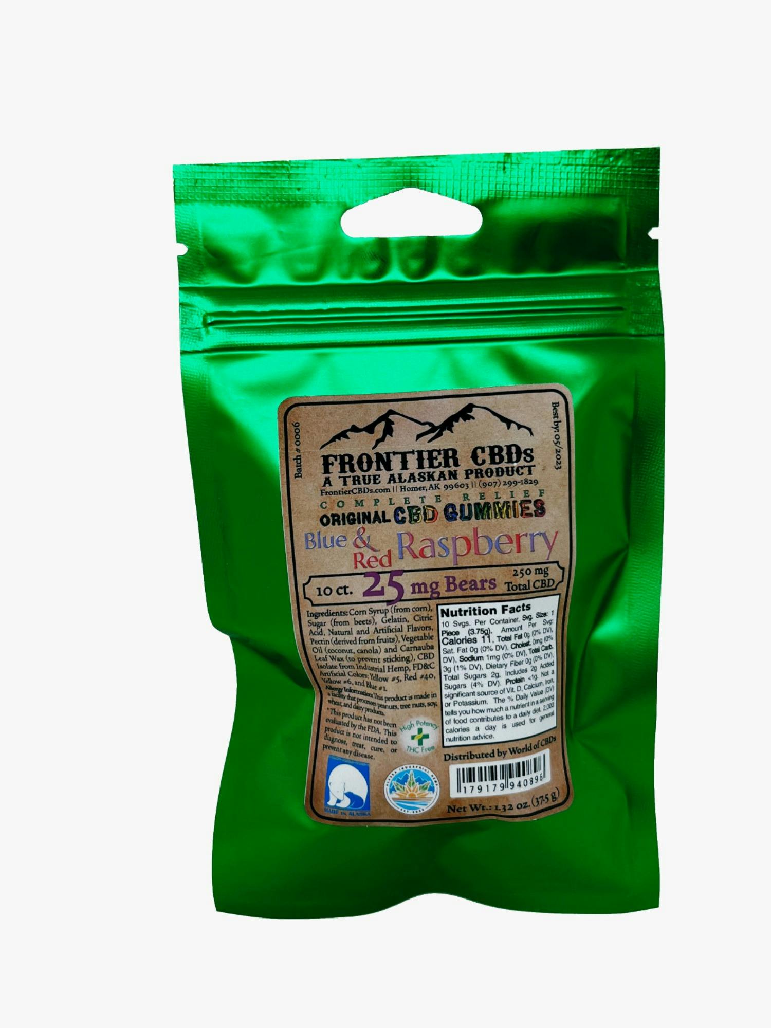 25mg CBD Blue & Red Raspberry Gummies 10-pack
