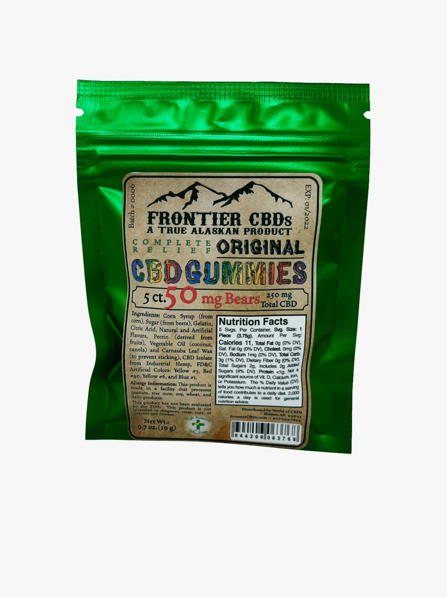 50mg CBD Gummy Bear 5-Pack by Frontier CBDs