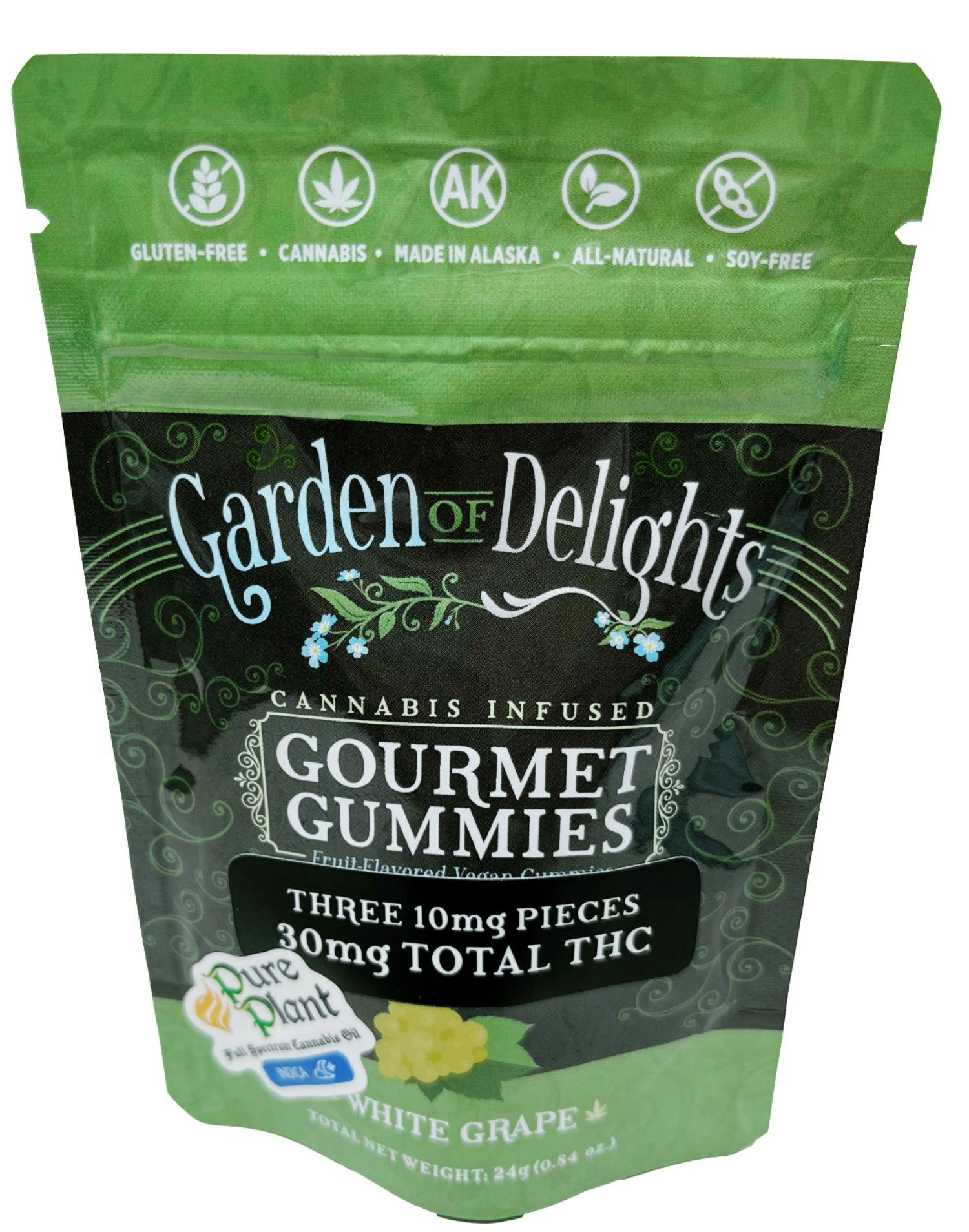 30mg 1:1 Sativa White Grape Gummies by Garden of Delights
