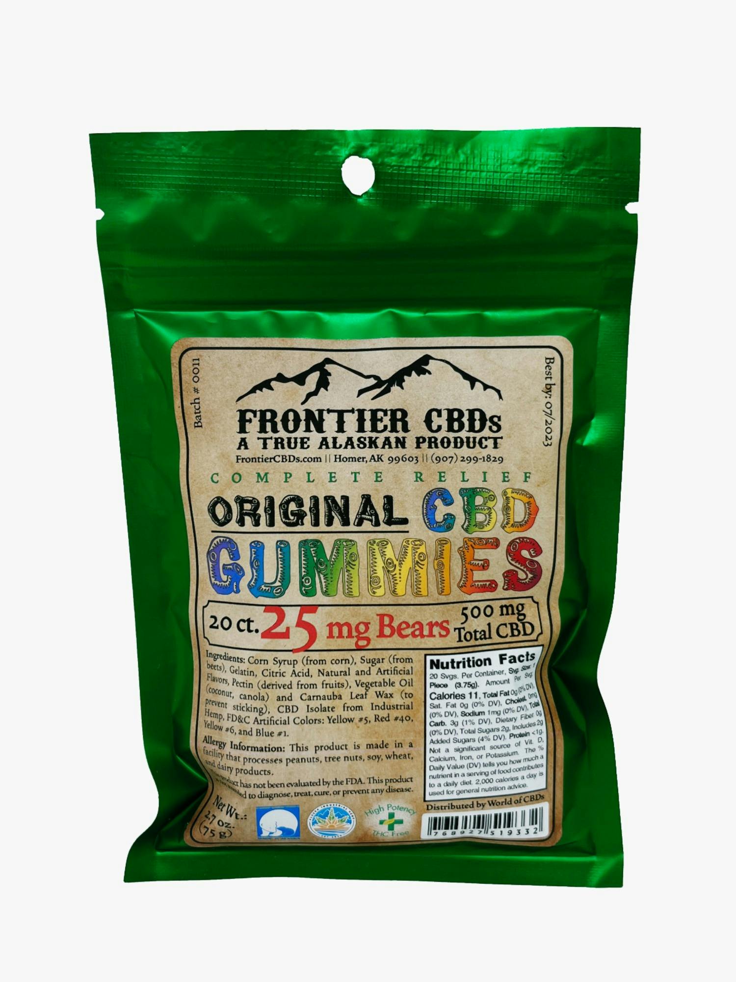 25mg Original CBD Gummies 20-pack by Frontier CBDs