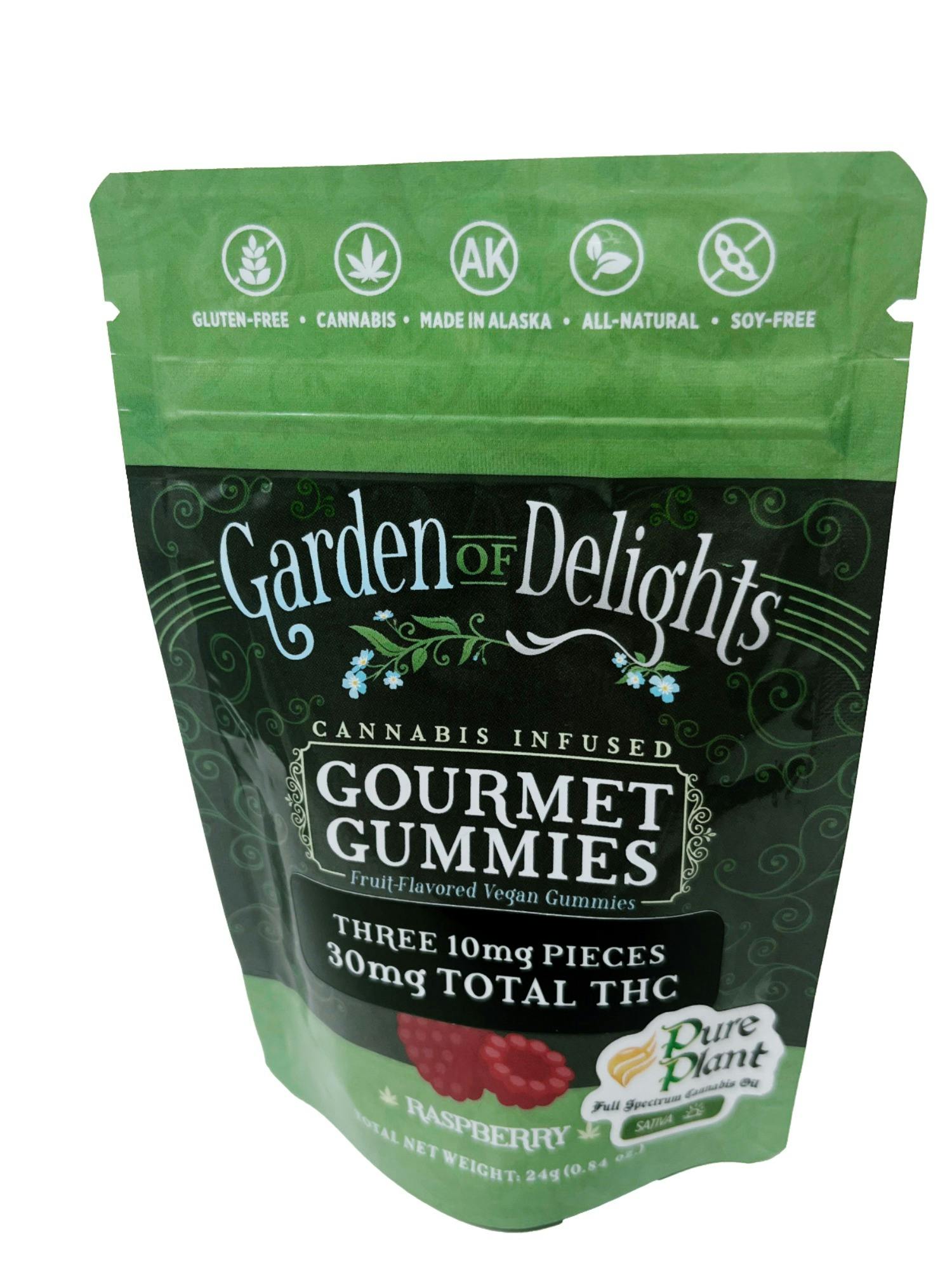 30mg 1:1 Sativa Raspberry Gummies by Garden of Delights