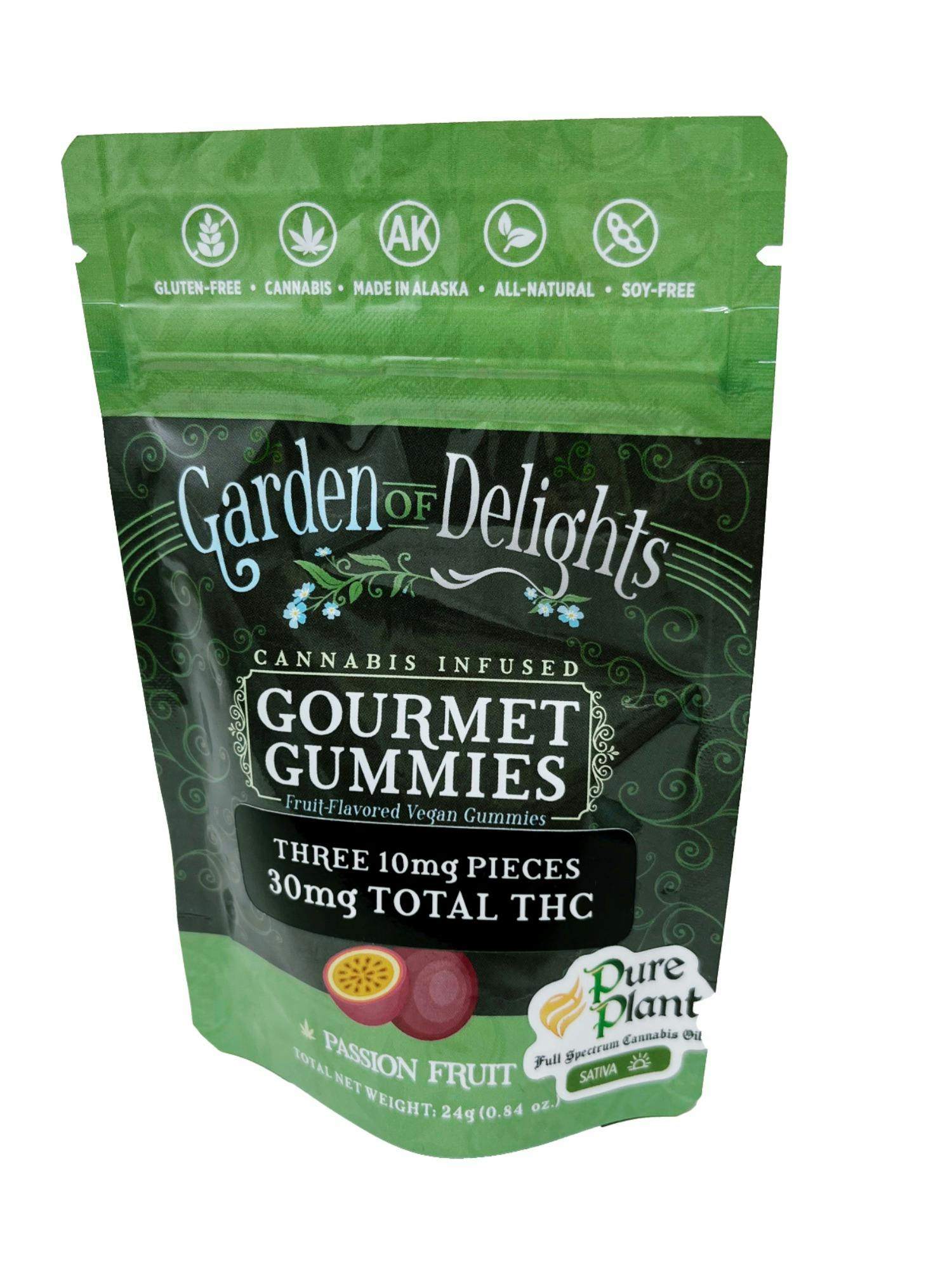 30mg 1:1 Indica Passion Fruit Gummies by Garden of Delights