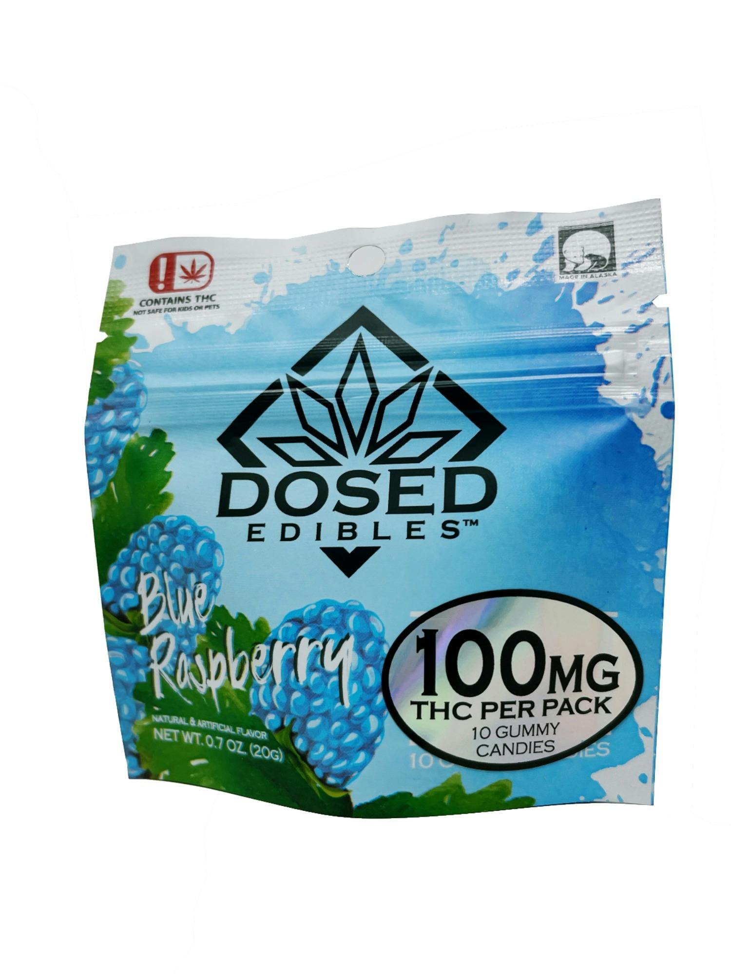10mg THC Blue Raspberry Gummy 10-Pack by Dosed
