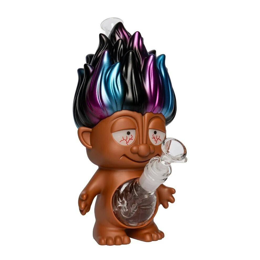 10" Tall PVC & Glass Purple Troll Water Pipe