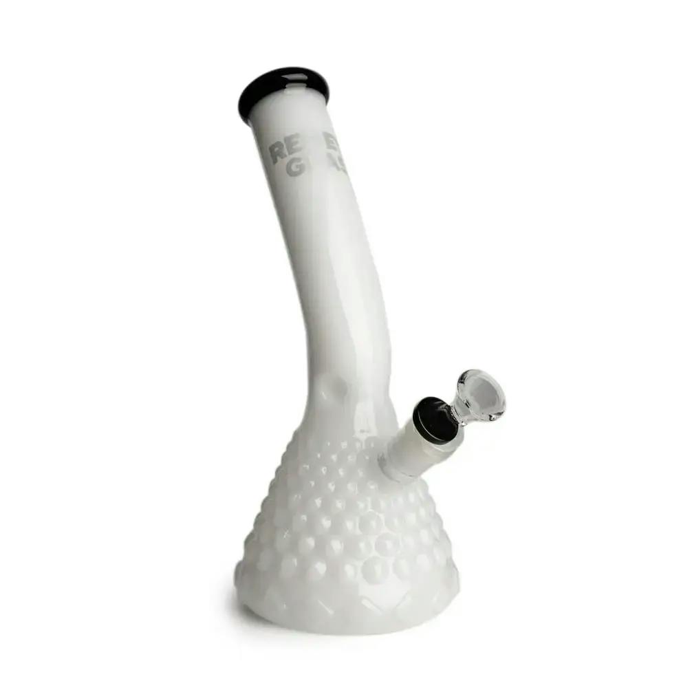 Red Eye Glass - 12" Cronus Lean Back Beaker Bong (White)