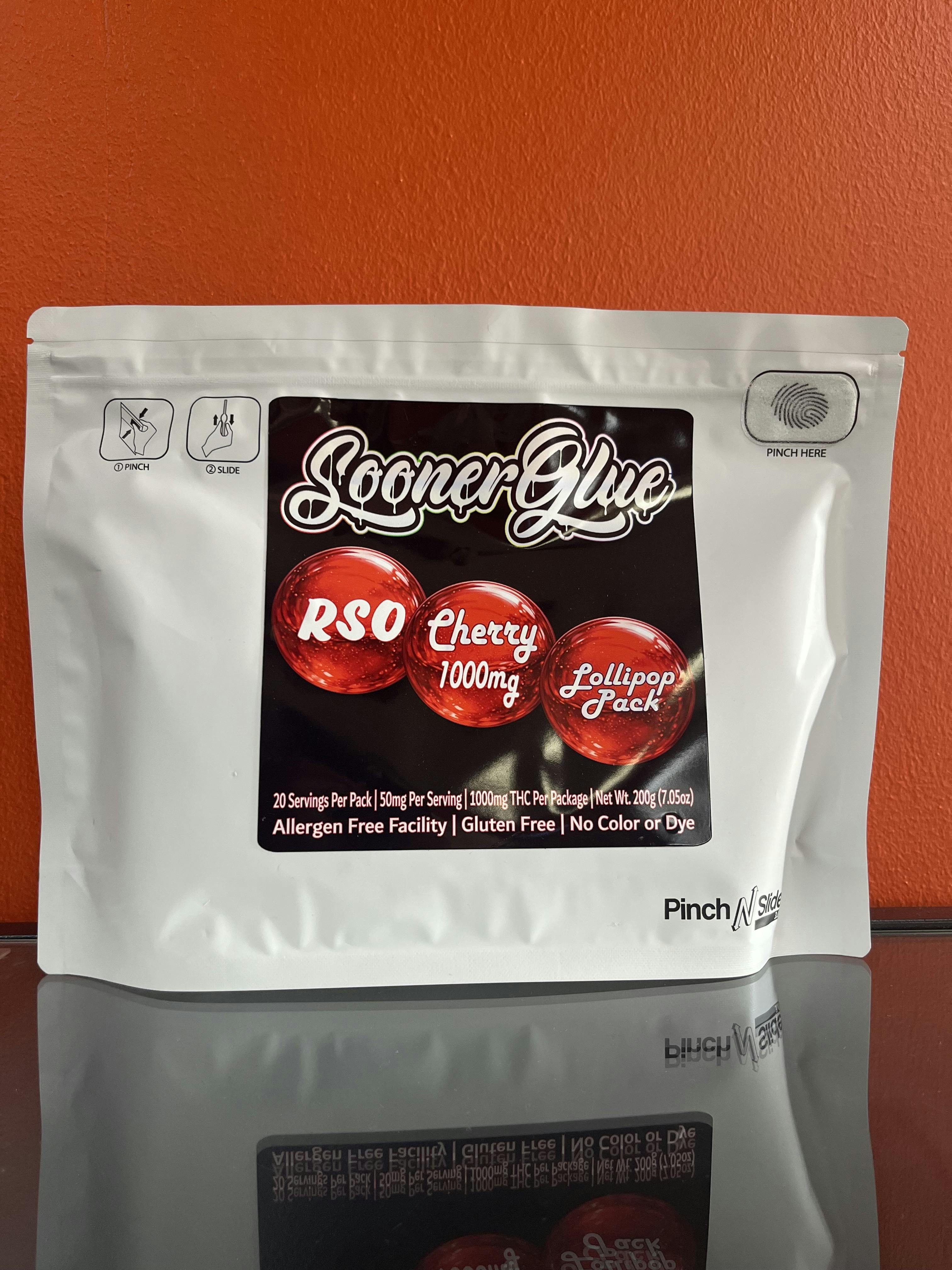SoonerGlue - 1000mg 20pk - 50mg RSO Lollipop - Cherry