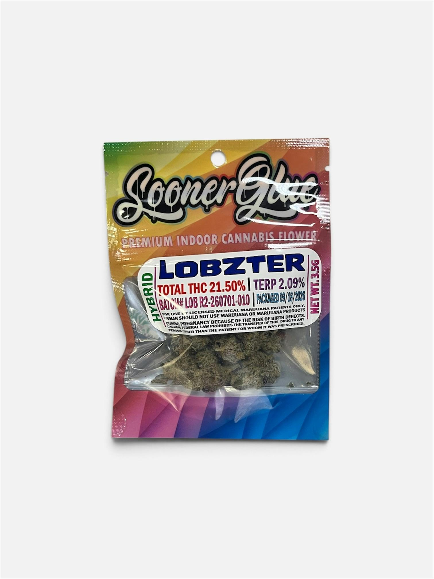 SoonerGlue Pre-Pack Flower - 3.5g Lobzter - Indica