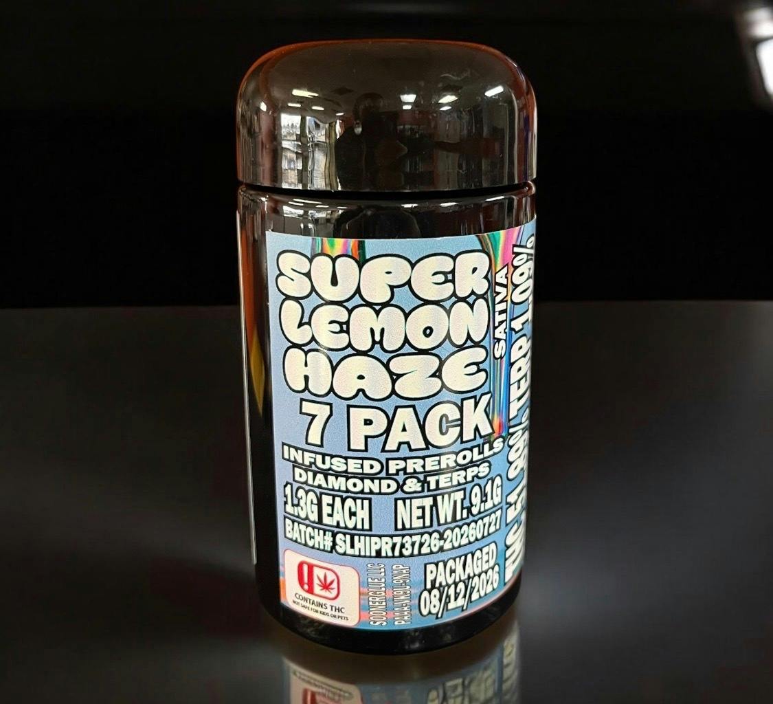 SoonerGlue 7pk - 1.3g Diamond&Terp Infused PR- Super Lemon Haze - Sativa - 9.1g