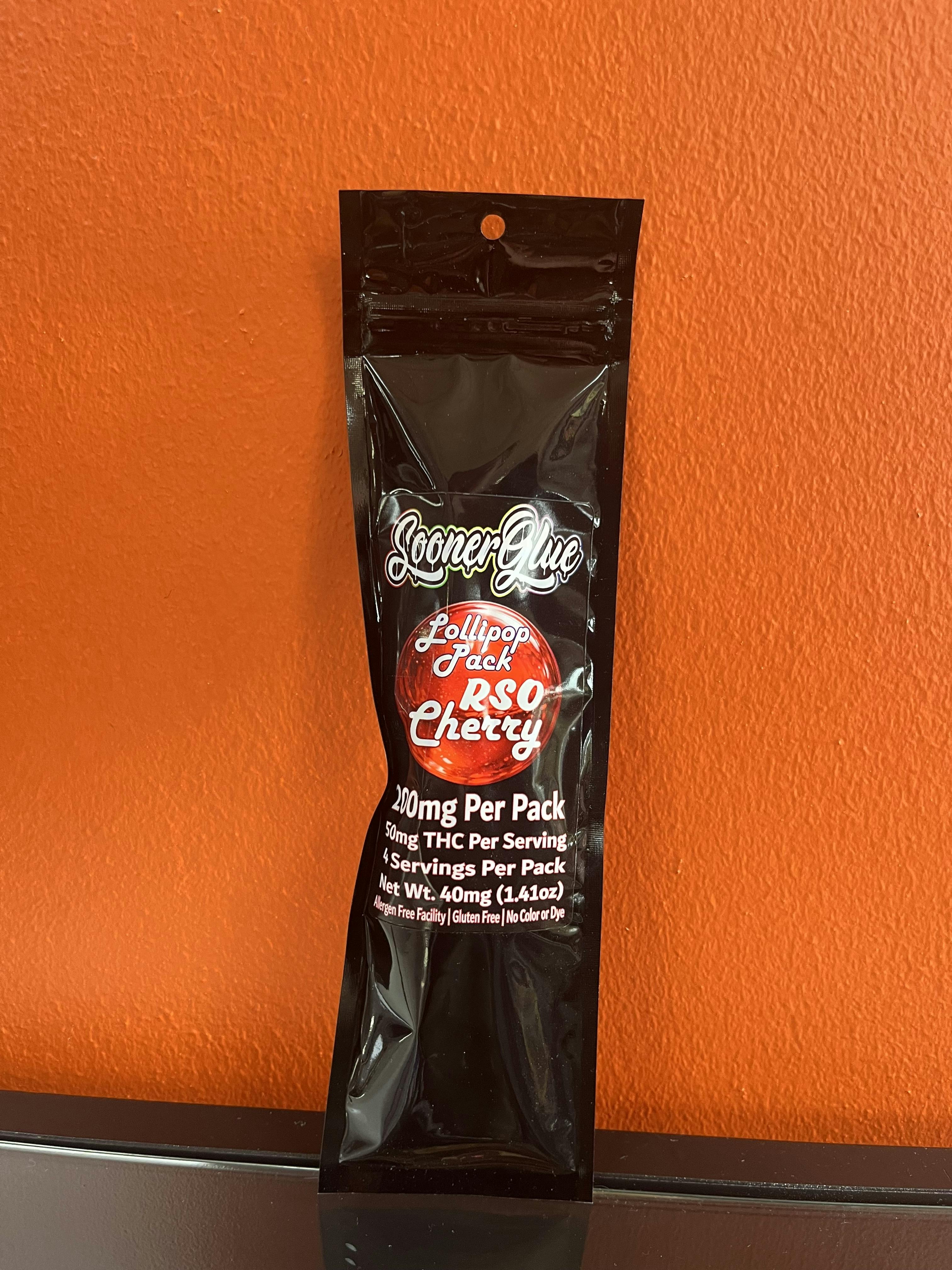 SoonerGlue - 200mg 4pk - 50mg RSO Lollipop - Cherry