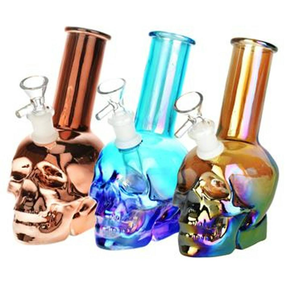 High Mountain Imports | 8" Metallic Sunset Skull Water Pipe