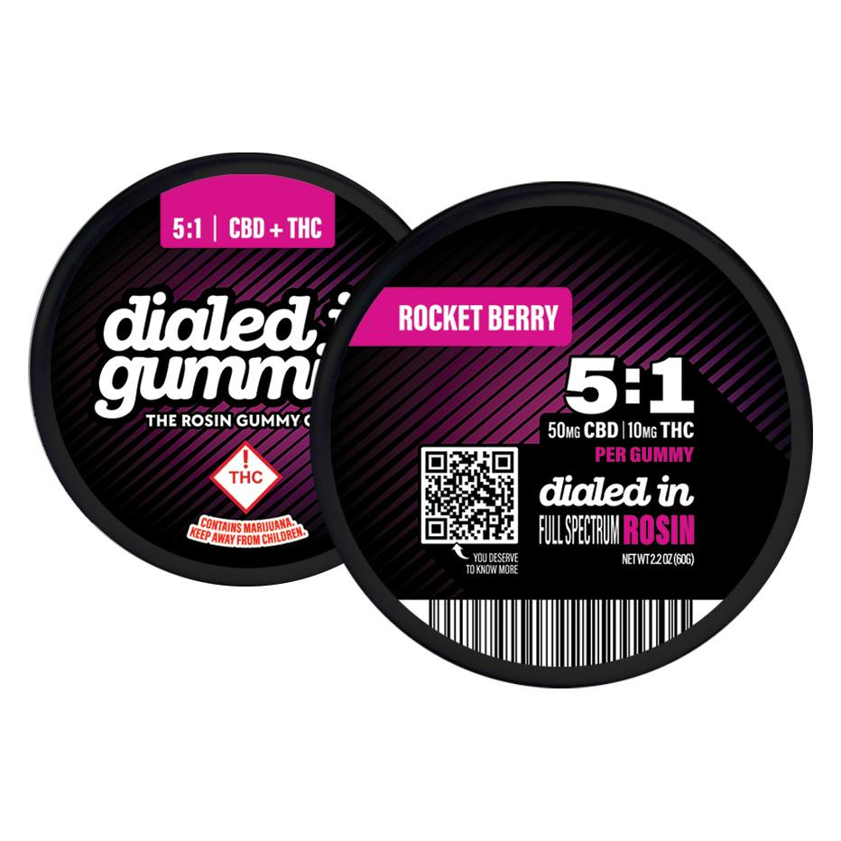 Dialed In 5:1 CBD:THC Gummies | Rocket Berry 100mg Rec cannabis product