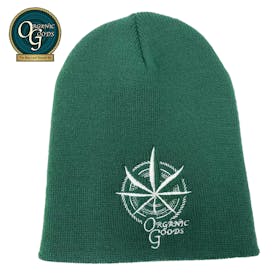 Organic Goods Green Beanie with White Logo