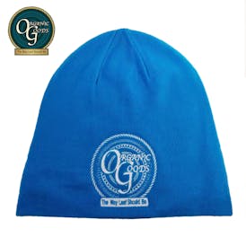 Organic Goods Blue with White Logo Floppy Beanie