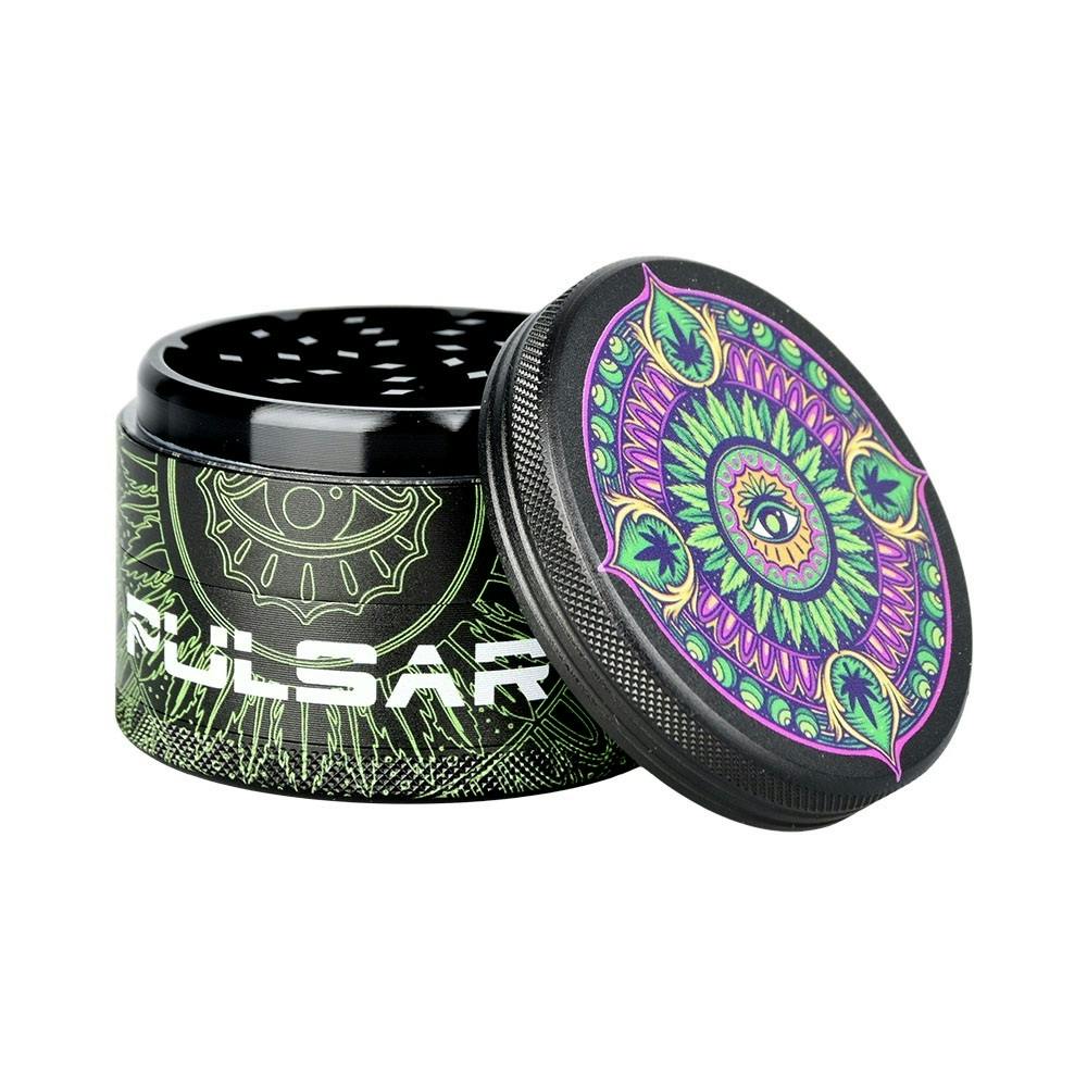 Pulsar - 4 Piece Grinder - Design Series w/ Side Art Hemp Mandala - 2.5"
