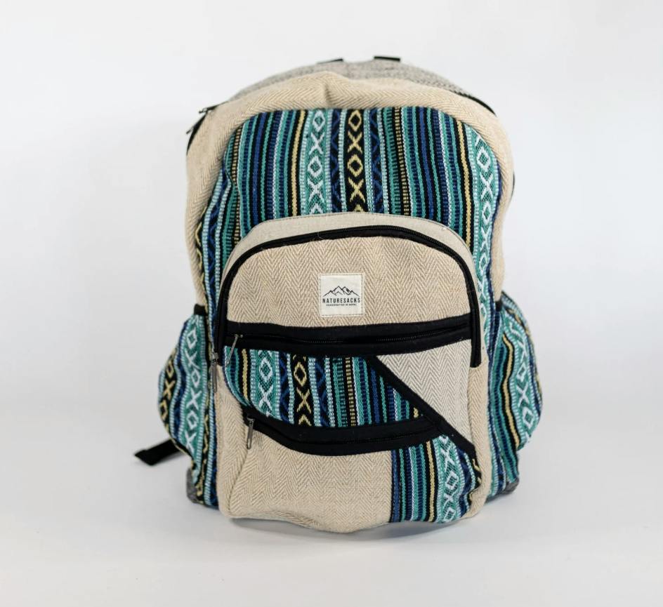 Naturesacks Handcrafted Hemp Backpack Sky Blue