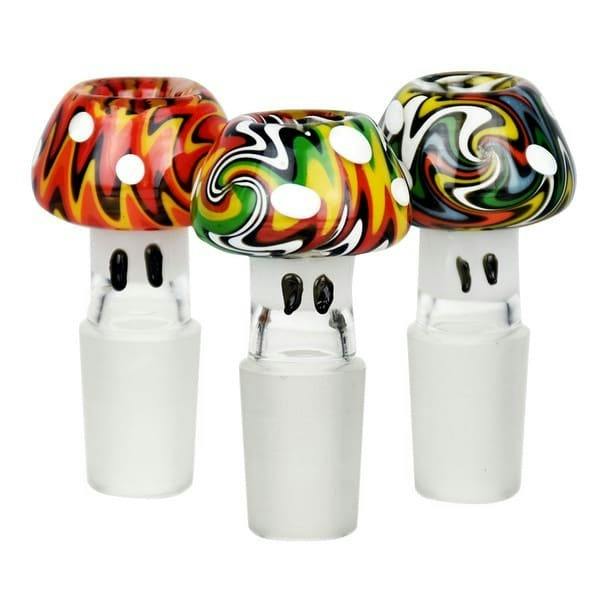 Multi-color Swirl Mushroom Herb Slide - 14mm - Assorted
