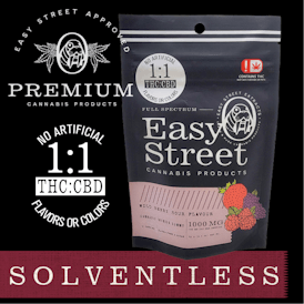 1000mg Easy Street Indica 1:1 THC:CBD Gummies - Wild Berry Sour