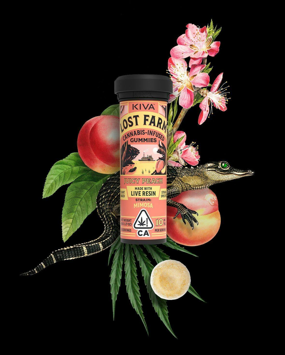 Kiva Lost Farm Juicy Peach (S) Live Resin Gummies 10mg 10pk