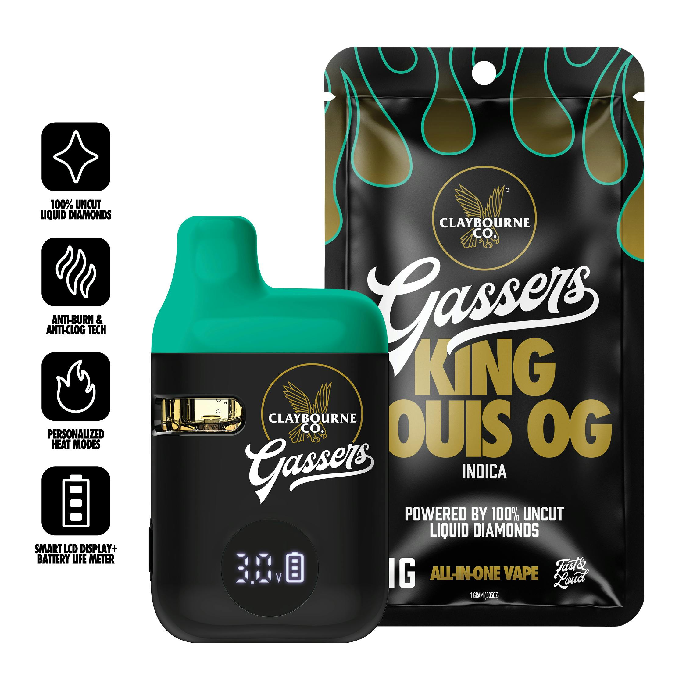 Claybourne Co. Gassers King Louis OG (I) Live Resin Liquid Diamond Disposable Vape