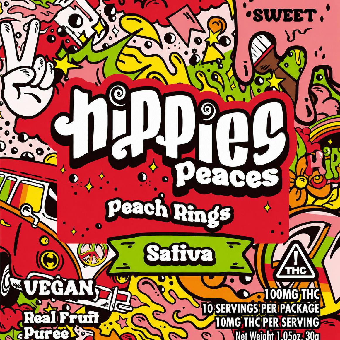 Hippies Peaces Sweet Peach Rings (S) 10mg 10pk