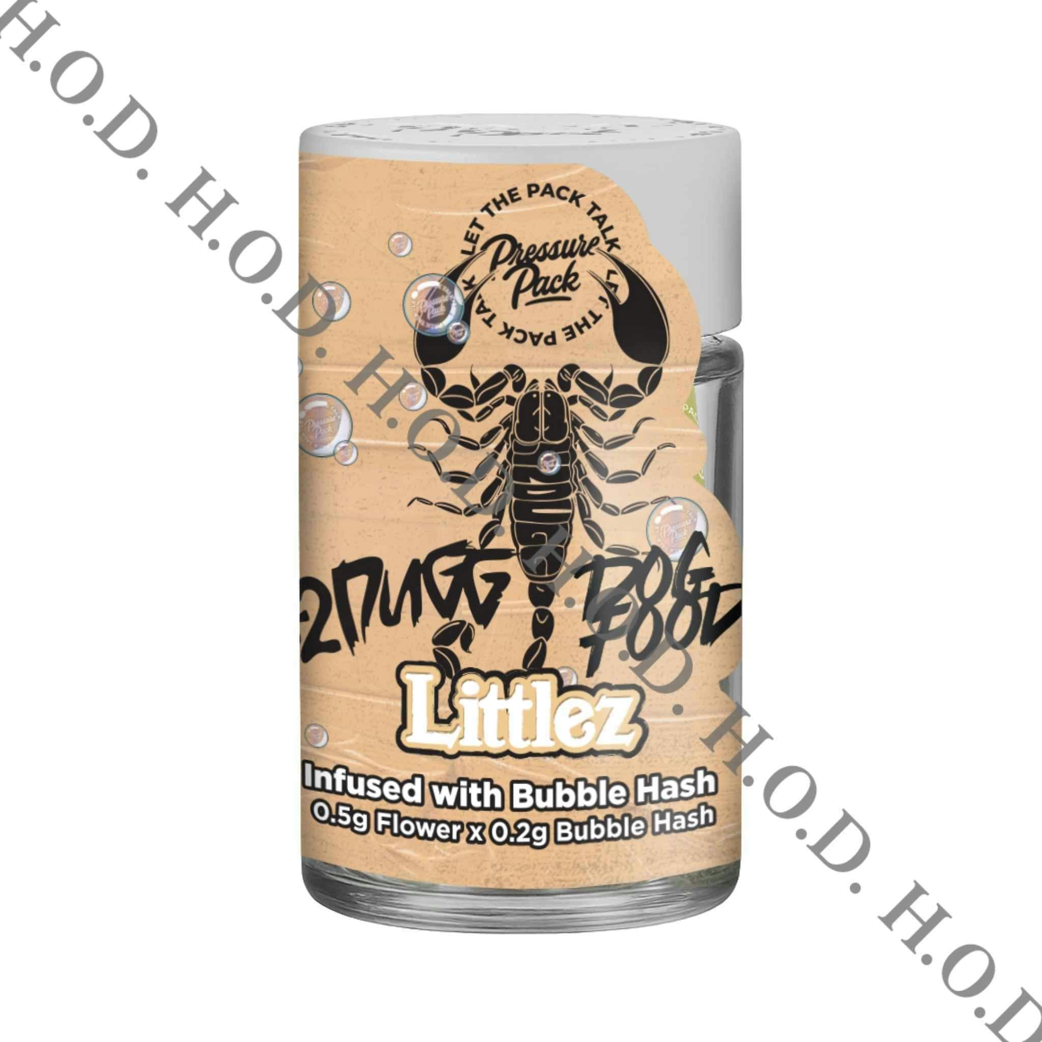 Pressure Pack x 42 Dugg Littlez Dog Food Bubble Hash Infused Pre-Roll .7g 5 Pack