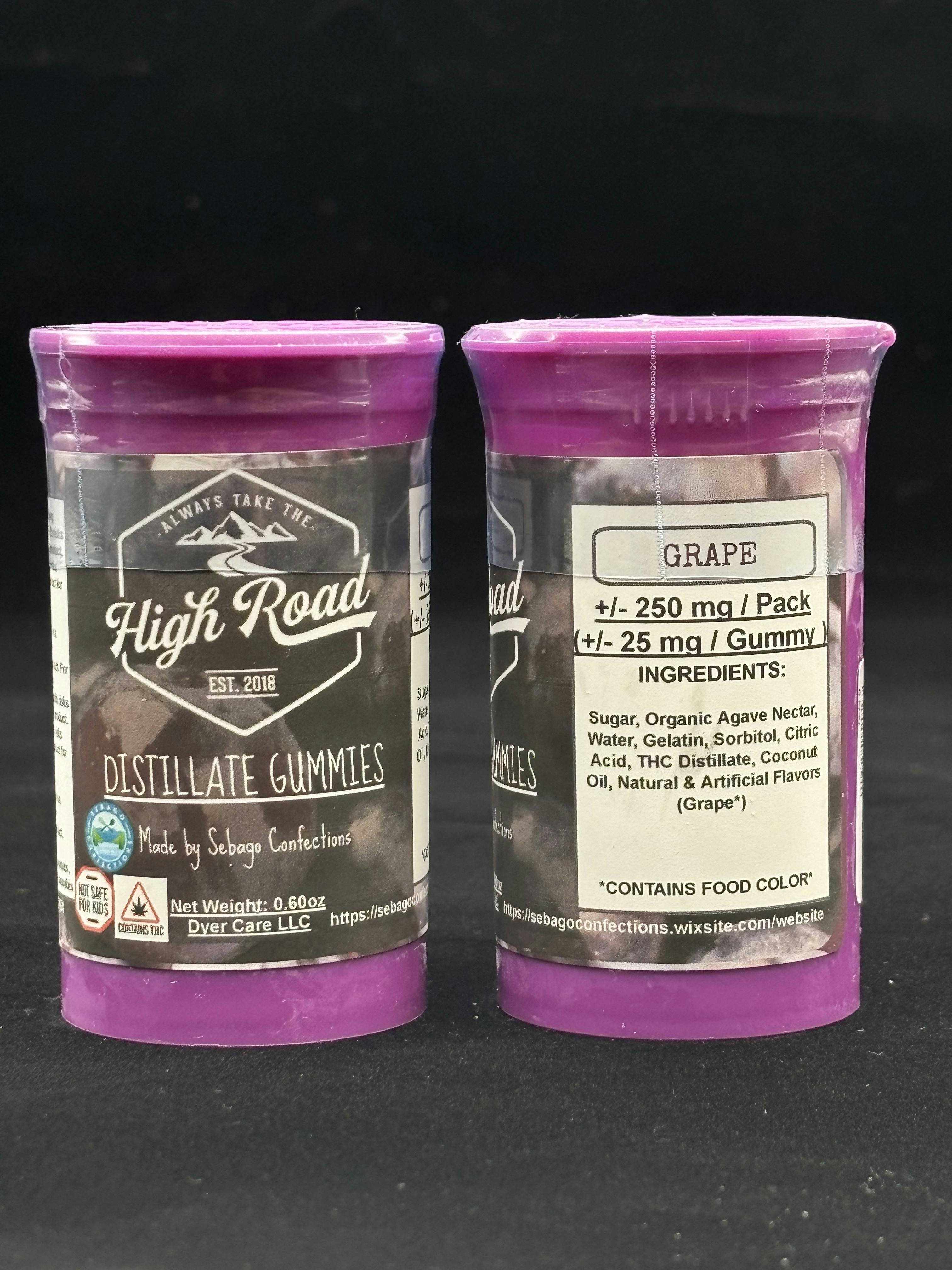 High Road : Grape Distillate Gummies | Gummies | 10pk | 25mg/ea