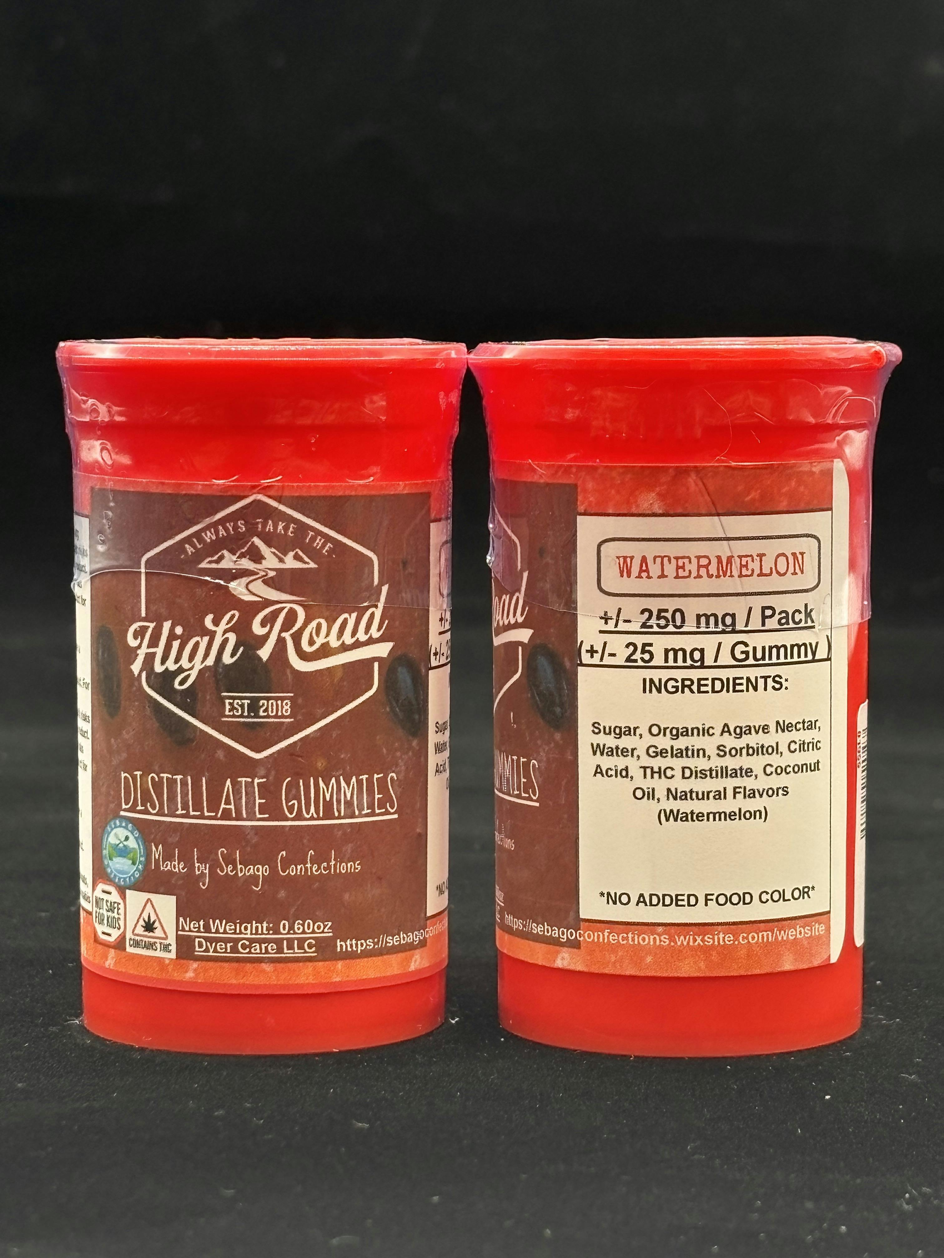 High Road : Watermelon Distillate Gummies | Gummies | 10pk | 25mg/ea