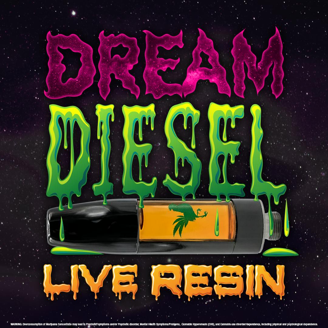 Green Rooster Dream Diesel Live Resin Cartridge (1000mg)