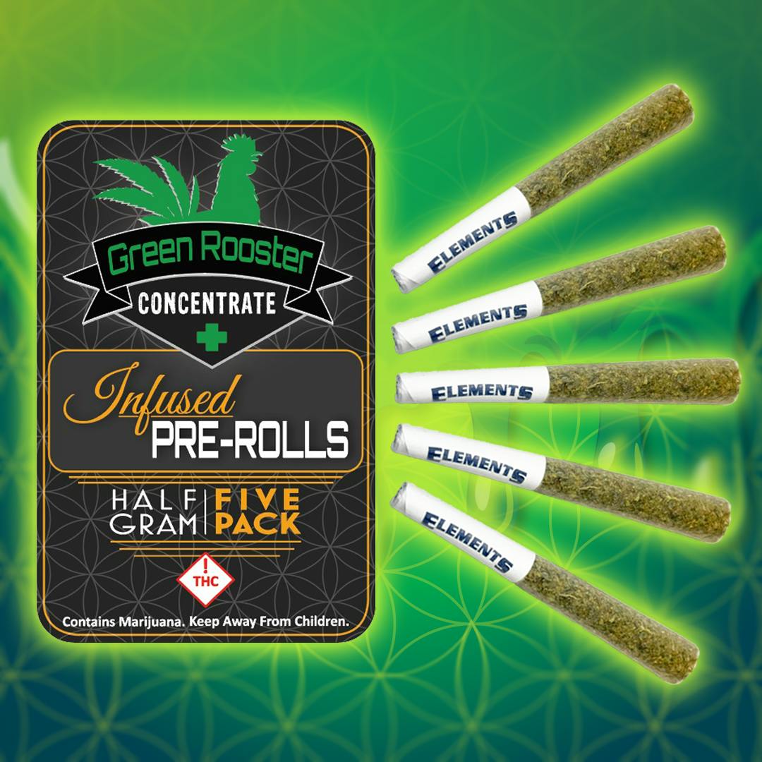 Green Rooster Pre Roll Pack Alien Apple Tartz [Infused] (4.5g) [5pk] (MED)