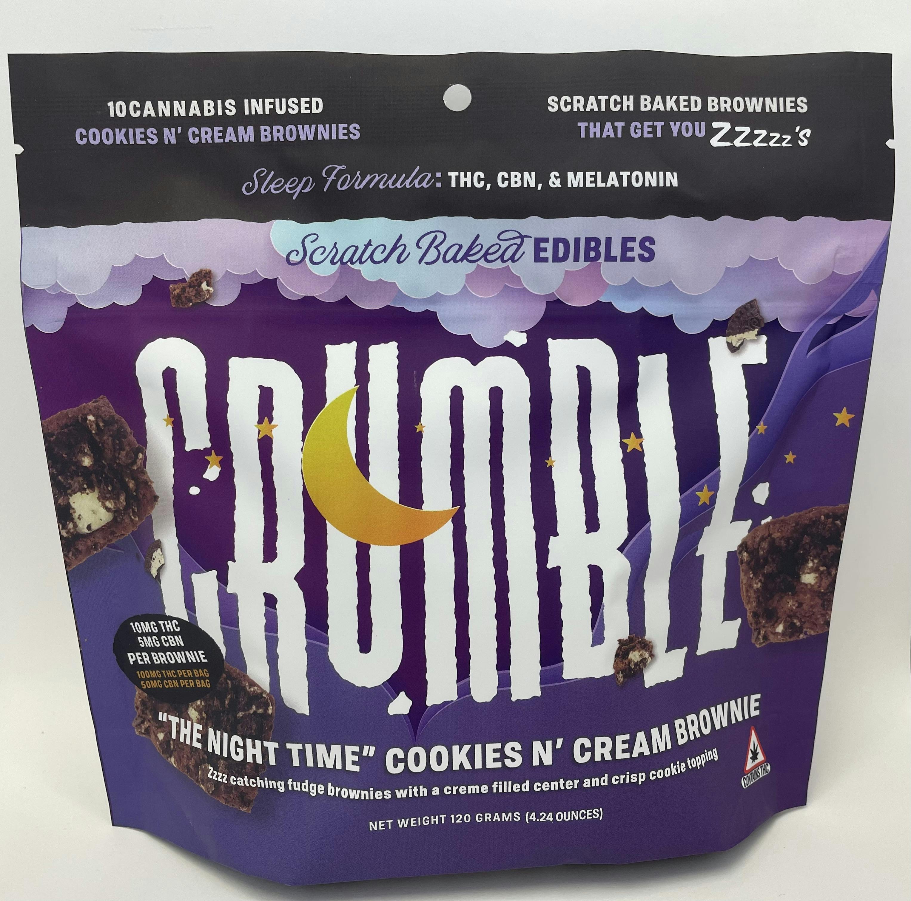 100mg | Crumble Night Time Cookies N Cream Brownies | Stash House
